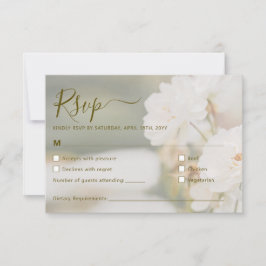 Tarjeta De Confirmación De Asistencia Fondo de Foto de Rosas Blancas Soñadoras Boda