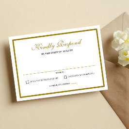 Tarjeta De Confirmación De Asistencia Formal Classic Black Gold Monogram Wedding