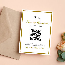 Tarjeta De Confirmación De Asistencia Formal Classic Black Gold Monogram Wedding