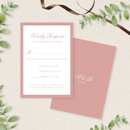 Tarjeta De Confirmación De Asistencia Formal Dusty Rose Border Monogram Script Wedding