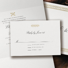 Tarjeta De Confirmación De Asistencia Formal Modern Classic Golden Lys Ivory Wedding