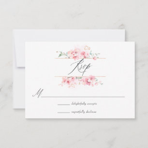 Tarjeta De Confirmación De Asistencia Foto de boda de primavera con flor de cerezo rosa