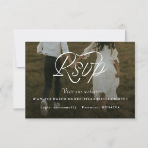 Tarjeta De Confirmación De Asistencia Foto de boda minimalista con cinta de escritura