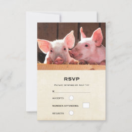 Tarjeta De Confirmación De Asistencia Fotografía animal de lechones rosados