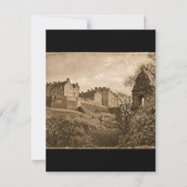Tarjeta De Confirmación De Asistencia Fotografía Sepia del Castillo de Edimburgo