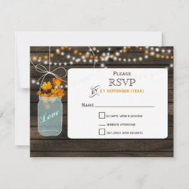 Tarjeta De Confirmación De Asistencia Fracaso de casamiento de tarro de madera de grano 