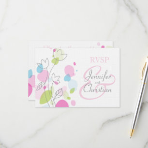 Tarjeta De Confirmación De Asistencia Fragmentos de flores gráficas modernas boda formal
