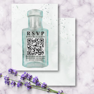 Tarjeta De Confirmación De Asistencia Frasco de color de agua vintage QR Boda de código