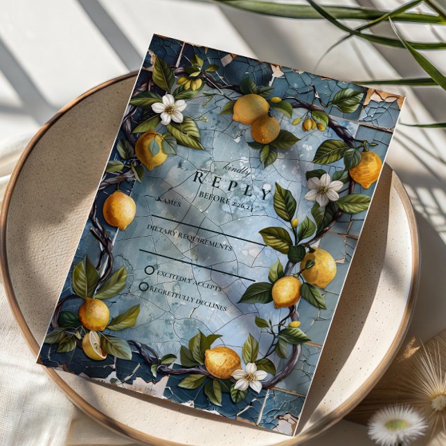 Tarjeta De Confirmación De Asistencia Fresh Citrus Botanical Wedding (Subido por el creador)