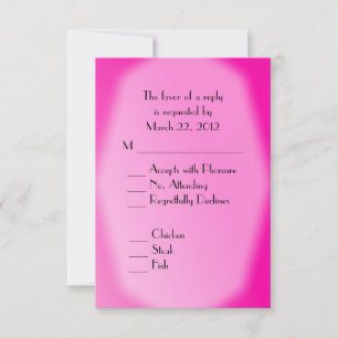 Tarjeta De Confirmación De Asistencia Fuchsia RSVP, Boda azul de novia y Groom