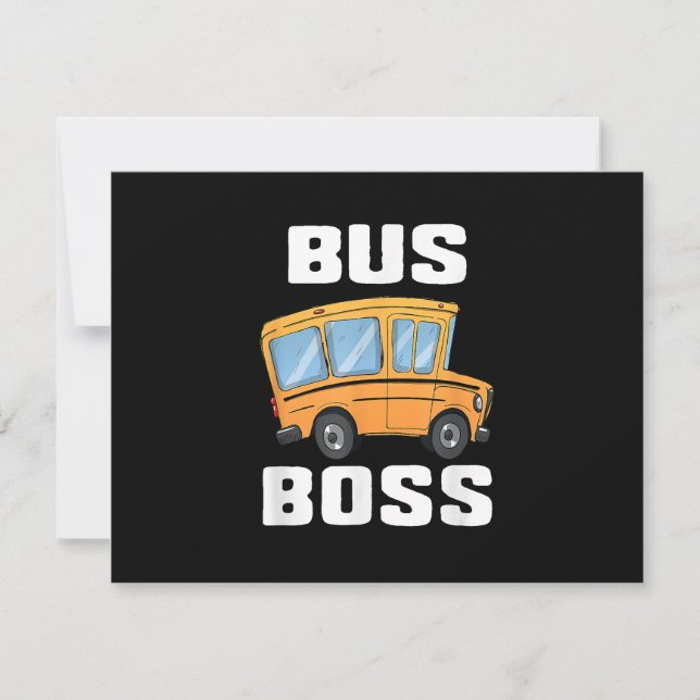 Tarjeta De Confirmación De Asistencia Funny Bus Boss School Bus Driver (Anverso)