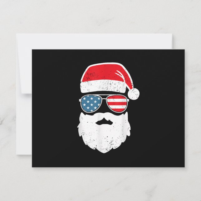 Tarjeta De Confirmación De Asistencia Funny Santa Claus Face Gafas de sol Patriótico Ame (Anverso)
