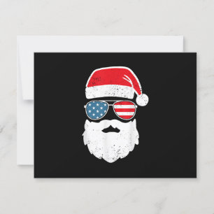 Tarjeta De Confirmación De Asistencia Funny Santa Claus Face Gafas de sol Patriótico Ame
