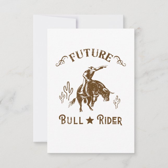Tarjeta De Confirmación De Asistencia Future Bull Rider Cowboy Western Men (Anverso)