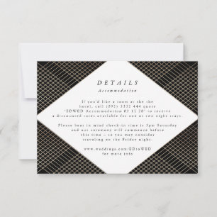 Tarjeta De Confirmación De Asistencia Gabinete de Boda Geométrico Black Gold Gatsby