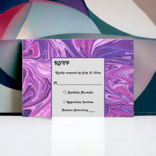 Tarjeta De Confirmación De Asistencia Galaxia azul moderna Resumen Boda elegante de arte