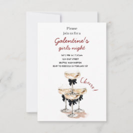 Tarjeta De Confirmación De Asistencia Galentine Champagne Party Invitation