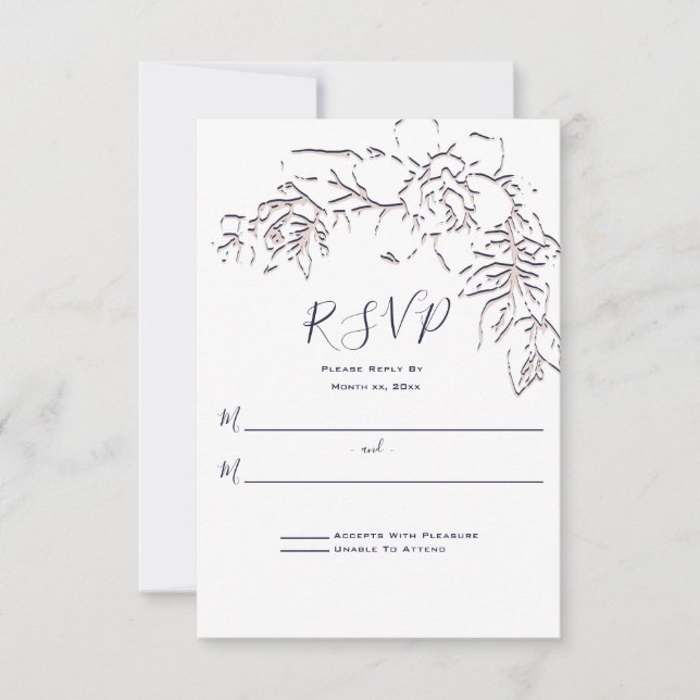 Tarjeta De Confirmación De Asistencia Gardenia, Marina y Rubor, Boda (Anverso)