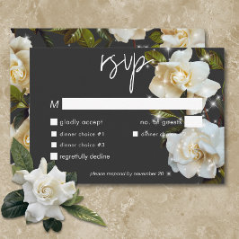 Tarjeta De Confirmación De Asistencia Gardenias blancas modernas en la cena de espuma ne