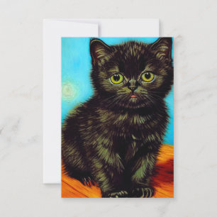 Tarjeta De Confirmación De Asistencia Gatito Malhumorado al Estilo de Van Gogh
