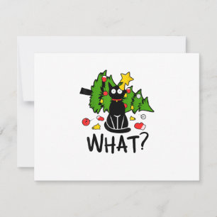 Tarjeta De Confirmación De Asistencia Gato Negro Divertido Árbol De Navidad Alegre Santa