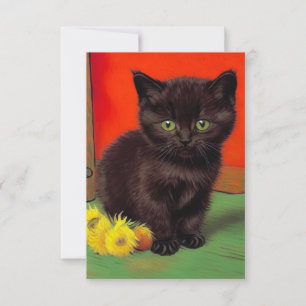 Tarjeta De Confirmación De Asistencia Gato negro estilo Van Gogh