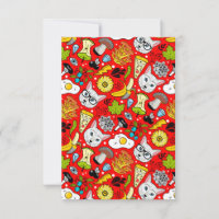 Gato y huevo en rojo