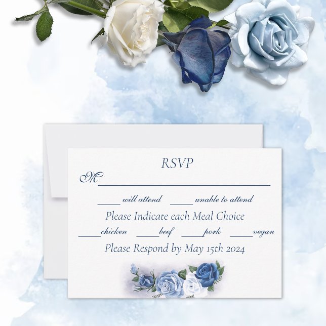 Tarjeta De Confirmación De Asistencia Gay Grooms Regency Blue Rosas (Subido por el creador)