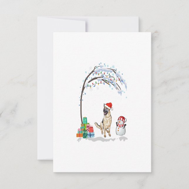Tarjeta De Confirmación De Asistencia German Shepherd Dogs Merry Christmas Winter Tree (Anverso)