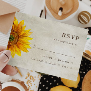 Tarjeta De Confirmación De Asistencia Girasol acuarela. Boda ruidosa de caída floral