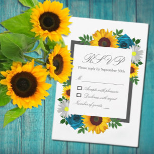 Tarjeta De Confirmación De Asistencia Girasol Rosa Margarita Floral Boda
