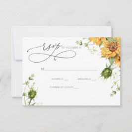 Tarjeta De Confirmación De Asistencia Girasoles Acuarela Jardín Floral Boda