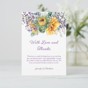 Tarjeta De Confirmación De Asistencia Girasoles Lavanda Eucalipto Follaje Gracias