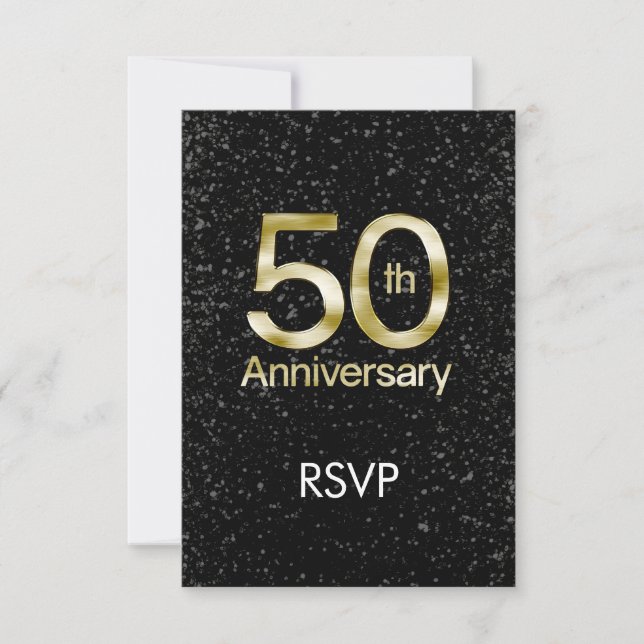 Tarjeta De Confirmación De Asistencia Glam Gold 50° aniversario (Anverso)