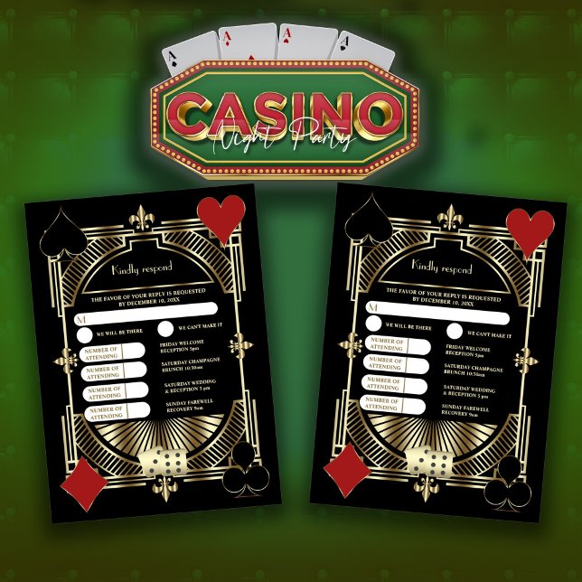 Tarjeta De Confirmación De Asistencia Glam Gold Black Art Deco 20 Boda e Itinerario (Subido por el creador)