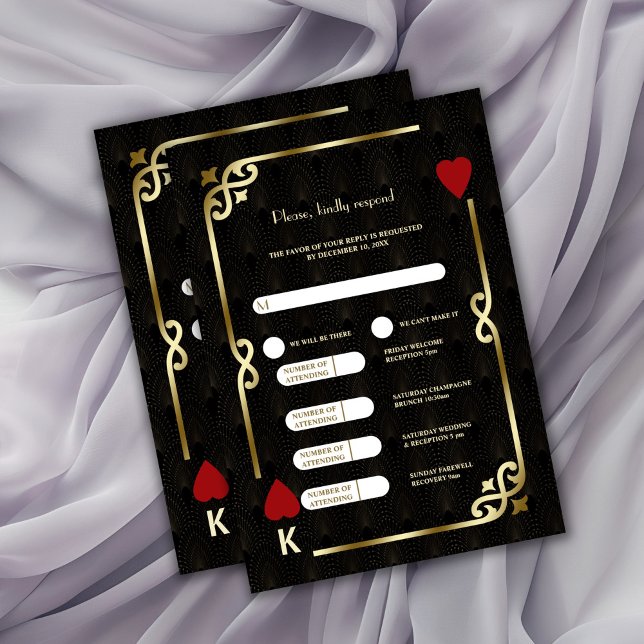 Tarjeta De Confirmación De Asistencia Glam Gold Black Art Deco 20 Boda e Itinerario (Subido por el creador)