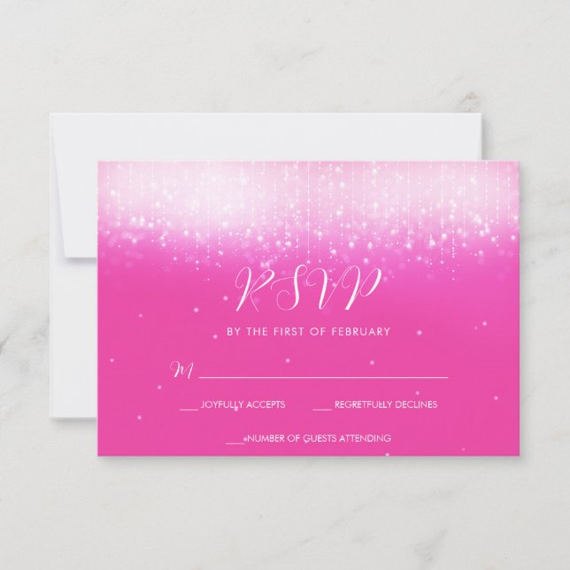 Tarjeta De Confirmación De Asistencia Glam Hot Pink Bat Mitzvah (Anverso)