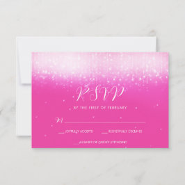 Tarjeta De Confirmación De Asistencia Glam Hot Pink Bat Mitzvah
