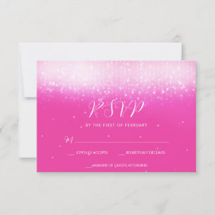 Tarjeta De Confirmación De Asistencia Glam Hot Pink Bat Mitzvah