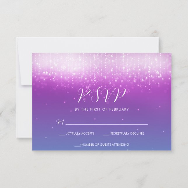 Tarjeta De Confirmación De Asistencia Glam Purple Verde azulada Bat Mitzvah (Anverso)