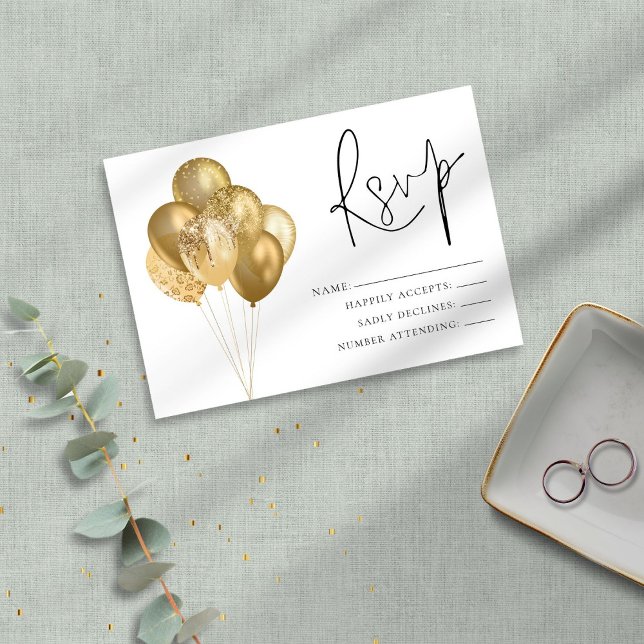 Tarjeta De Confirmación De Asistencia Glam Purpurinoso Globos de Oro Partido de Cumpleañ (Subido por el creador)