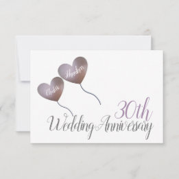 Tarjeta De Confirmación De Asistencia Globos con corazón para el 30º aniversario de boda
