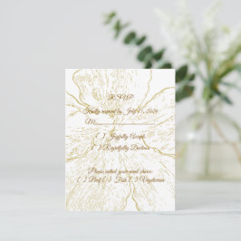 Tarjeta De Confirmación De Asistencia Gold Floral Line Art Botanical Response Card