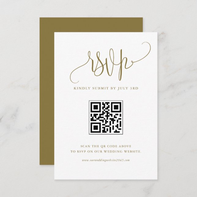 Tarjeta De Confirmación De Asistencia Gold Hacemos moderna caligrafía Boda Código QR (Anverso / Reverso)