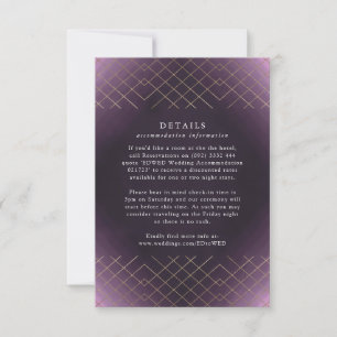Tarjeta De Confirmación De Asistencia Gold Purple Elegance Diamond Geo Deco Boda
