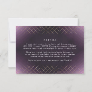 Tarjeta De Confirmación De Asistencia Gold Purple Elegance Diamond Geo Deco Boda