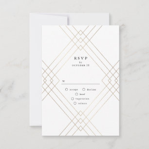 Tarjeta De Confirmación De Asistencia Gold Purple Elegance Diamond Geo Deco Boda