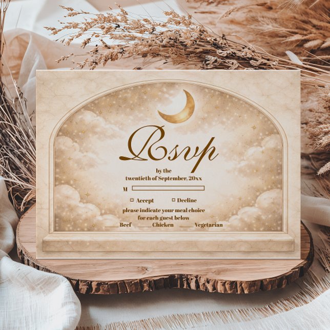 Tarjeta De Confirmación De Asistencia Golden Constellation Quinceañera (Subido por el creador)