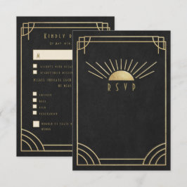 Tarjeta De Confirmación De Asistencia Golden Sunburst wedding