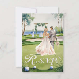 Tarjeta De Confirmación De Asistencia GOLF boda R.S.V.P. responder estilo acuarela